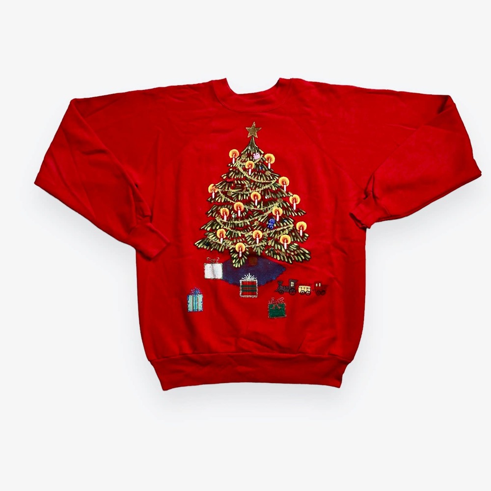 Vintage Pannill Christmas Tree Holiday Crewneck Sweatshirt Womens XL